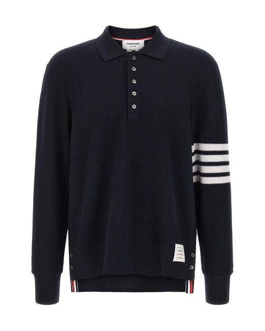 Thom Browne Blue '4 Bar' Polo Shirt for men