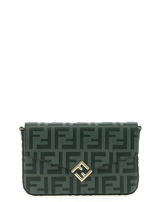 Fendi Green 'Ff Diamonds' Wallet On Chain