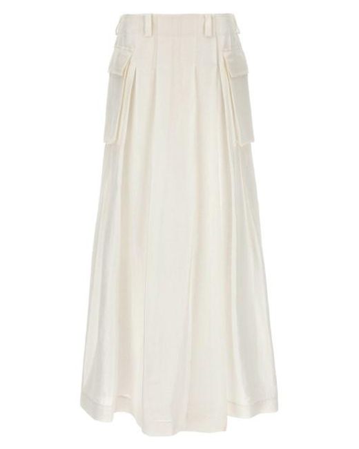 Alberta Ferretti White Semi-sheer Maxi Skirt
