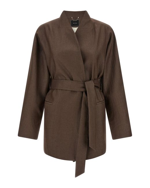 Kiton Brown Linen Blend Blazer