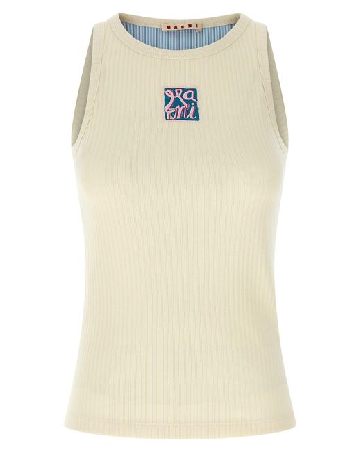 Marni Natural Logo Patch Tank Top Tops