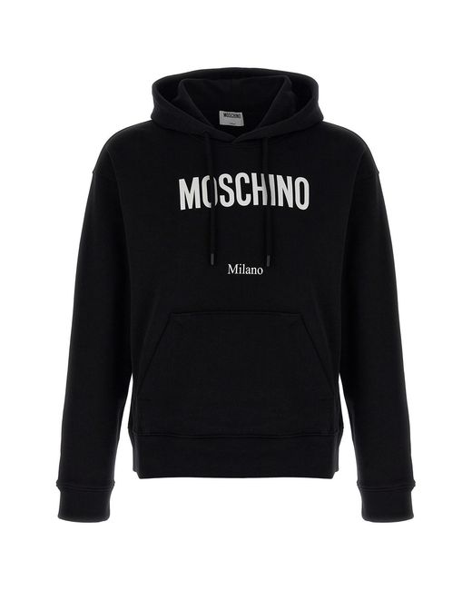 Moschino Black Logo Print Hoodie for men