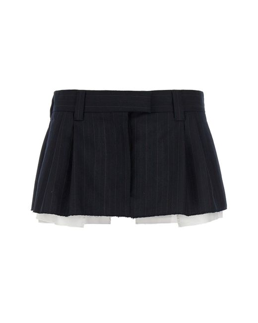Miu Miu Black Pleated Pinstripe Skirt