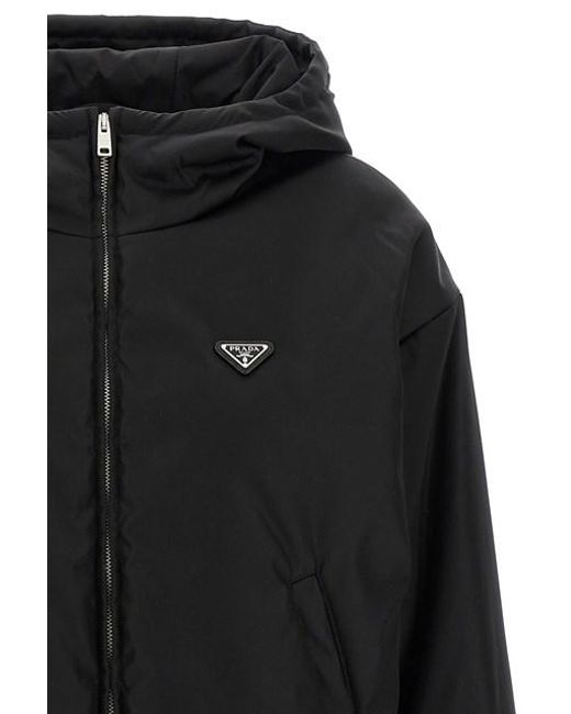 Giacca Con Cappuccio Re-Nylon di Prada in Black