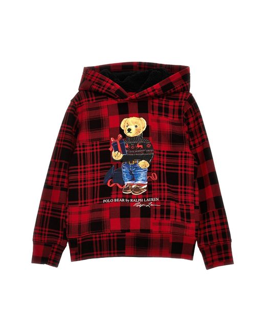 Polo Ralph Lauren Red Printed Check Hoodie for men