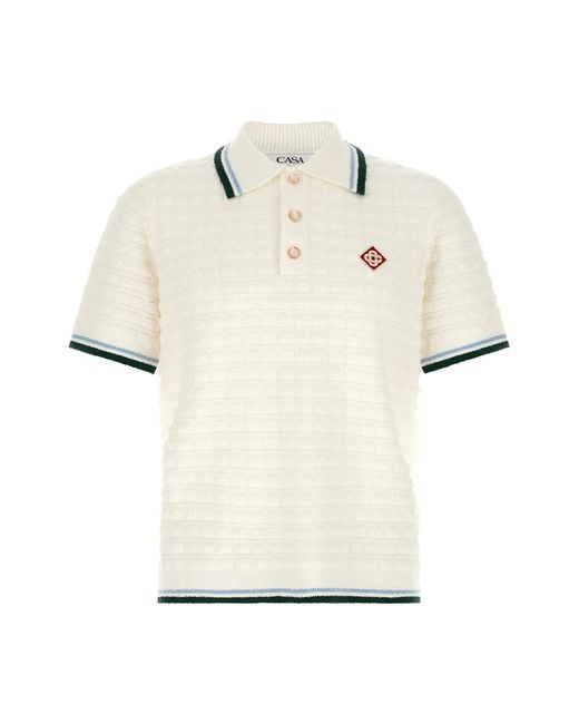 Casablanca White Bouclé Polo Shirt for men