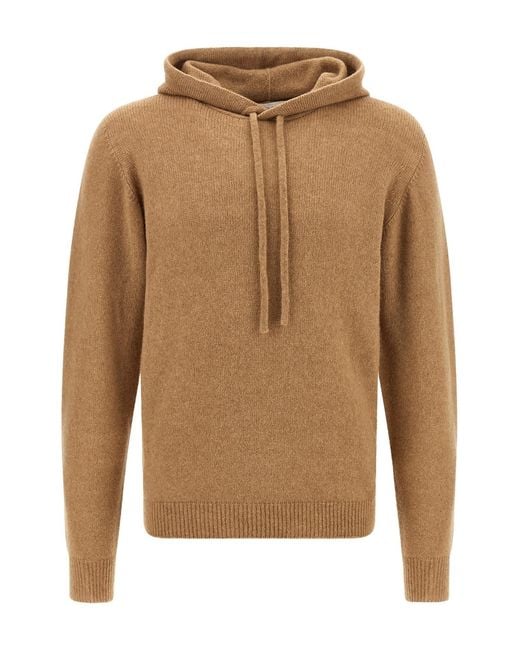 Roberto Collina Brown Hooded Sweater for men