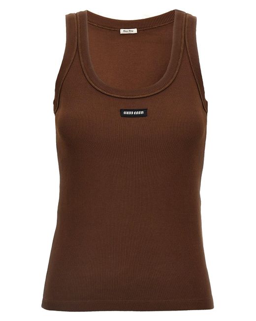 Miu Miu Brown Geripptes Tank-Top
