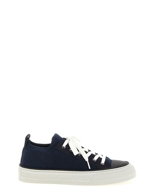 Brunello Cucinelli Blue 'precious Toe' Sneakers