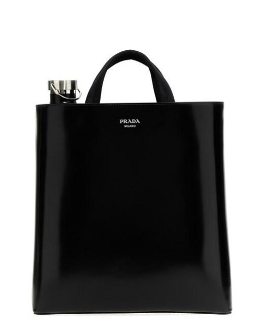Prada Leather + Bottle Shopping Bag in Black for Men | Lyst