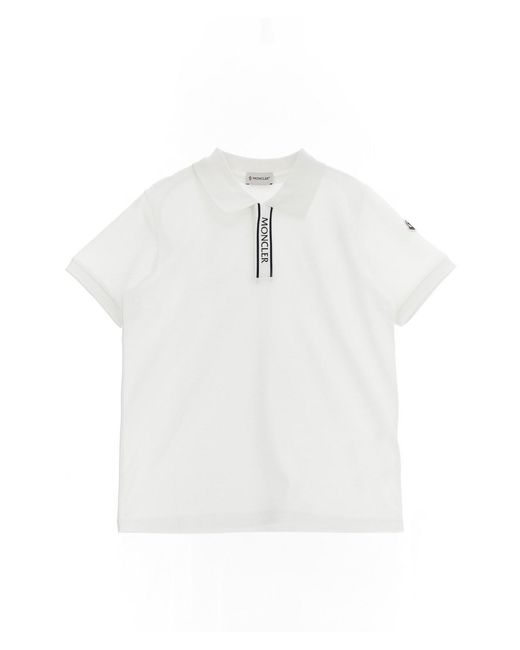 Moncler White Logo Polo Shirt for men