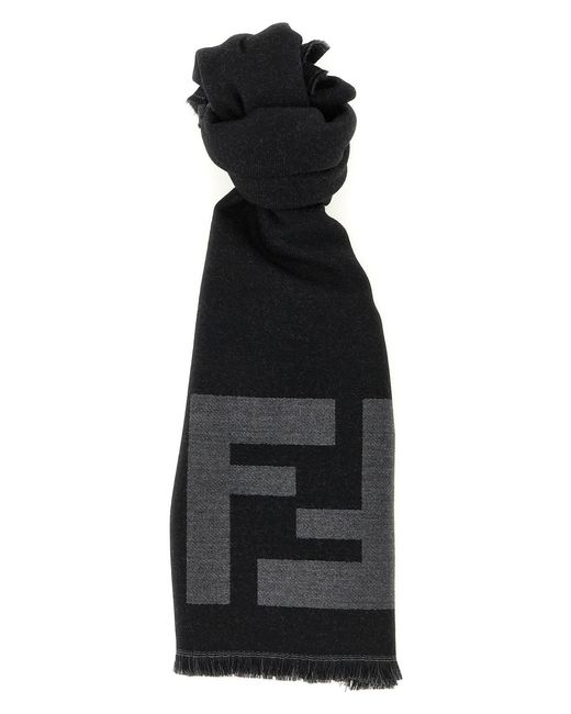 Fendi Black Ff Macro Scarf for men
