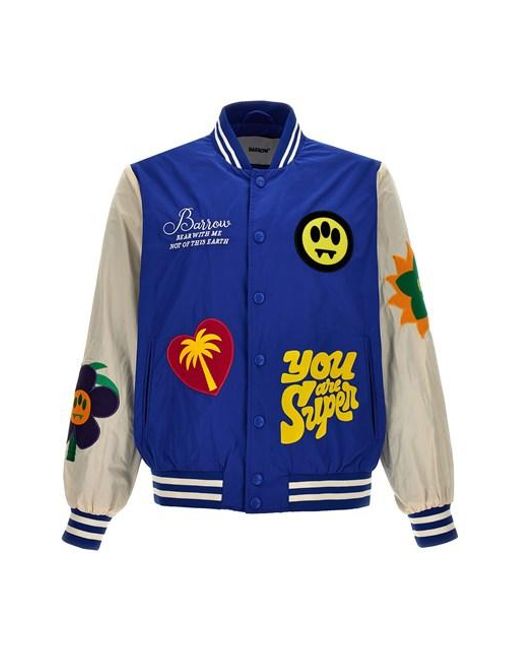 Barrow Blue Embroidery Bomber Jacket And Patches for men