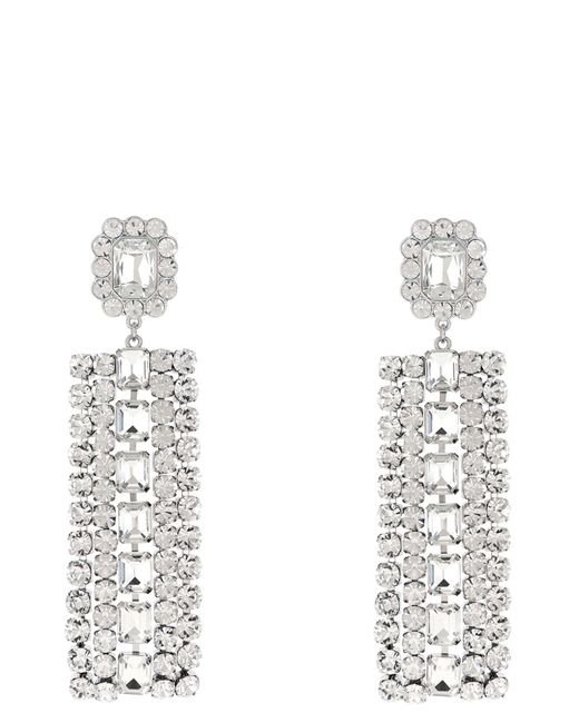 Self-Portrait White 'multi Crystal Droplet' Earrings