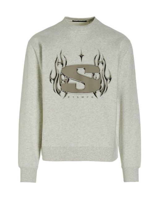 Stampd White 'chrome Flame' Sweatshirt for men