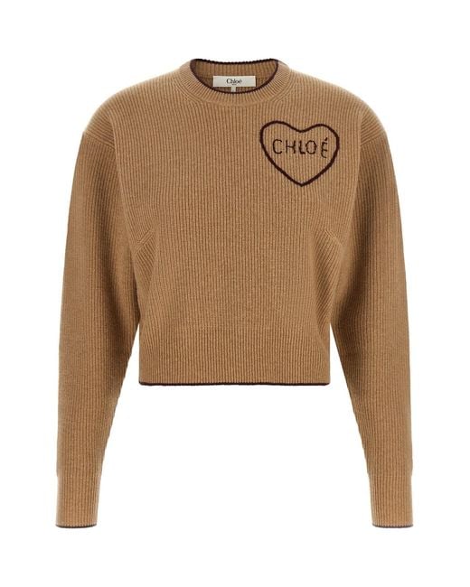 Chloé Natural Heart Intarsia Sweater
