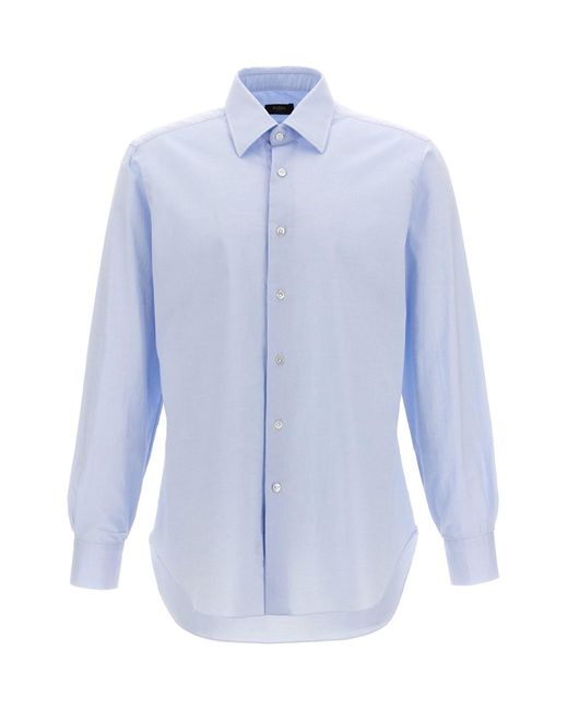 Barba Napoli Blue Oxford Shirt for men