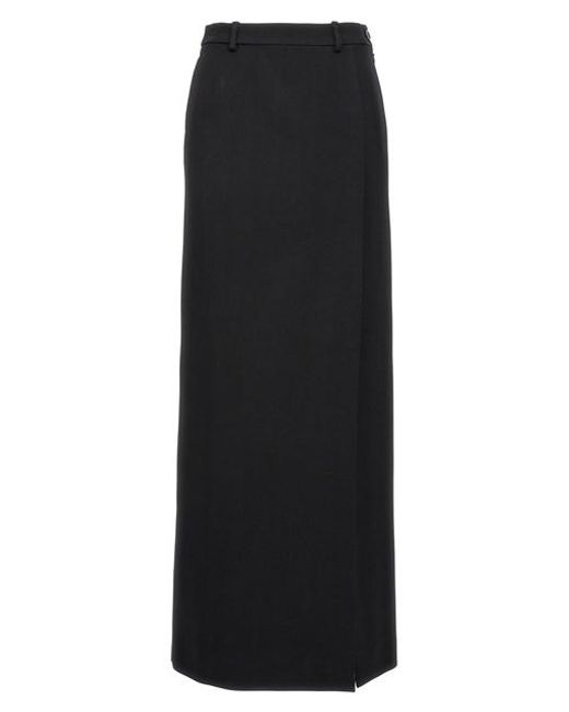Balenciaga Black Long Wool Skirt