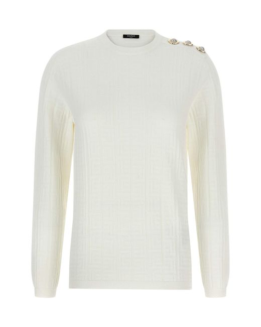 Balmain White Maxi Shoulder Top