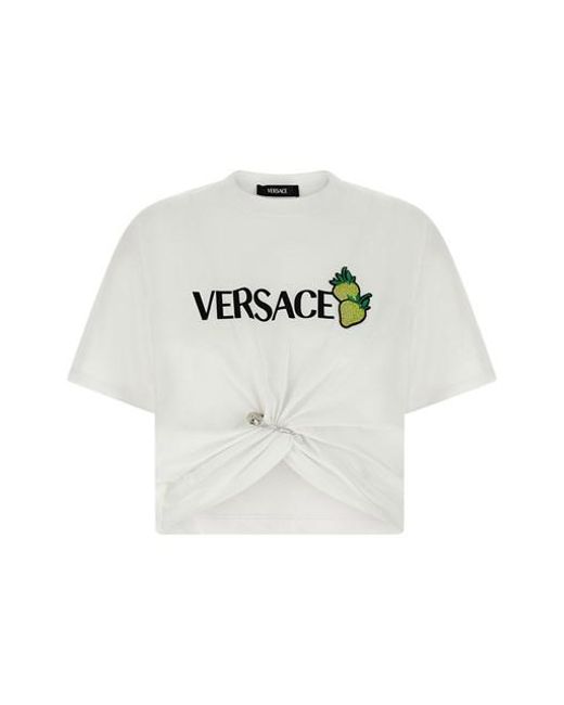 T-shirt 'Strawberry patch' di Versace in White