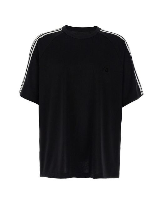 Y-3 Black ' 3 Strisce' T-shirt