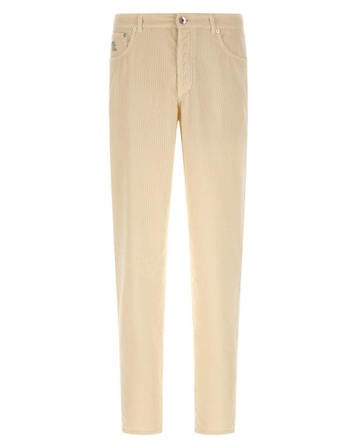 Brunello Cucinelli Natural Corduroy Pants for men