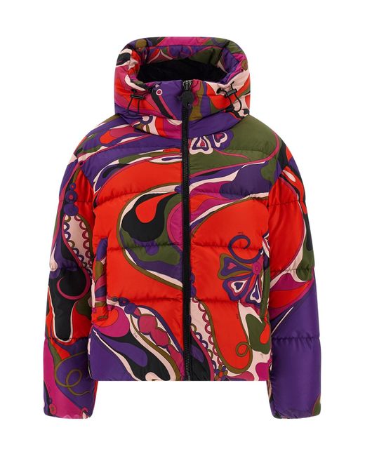 Emilio Pucci Red 'orchidee' Down Jacket