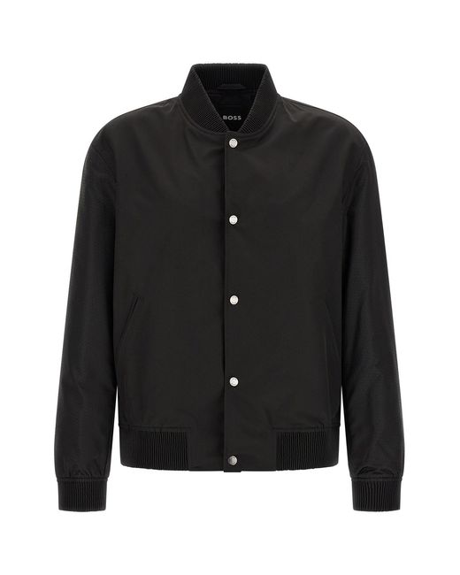 Boss Black Monogram Sleeve Bomber Jacket for men