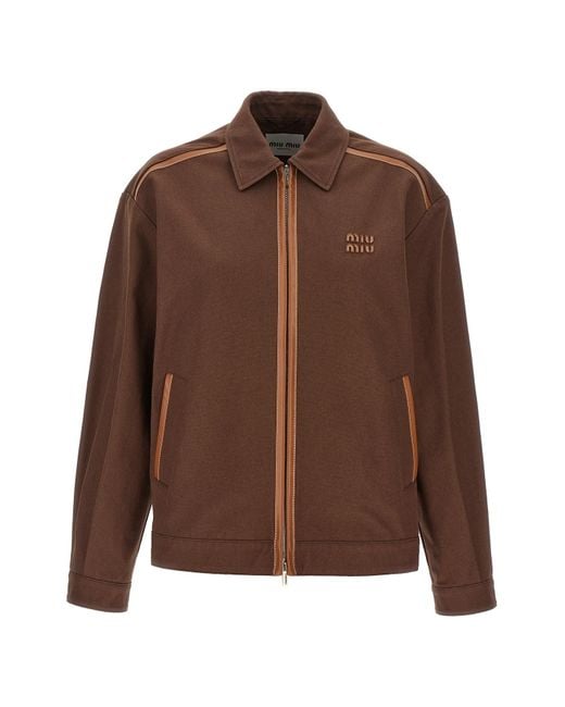 Miu Miu Brown Blouson Mit Logoaufnäher