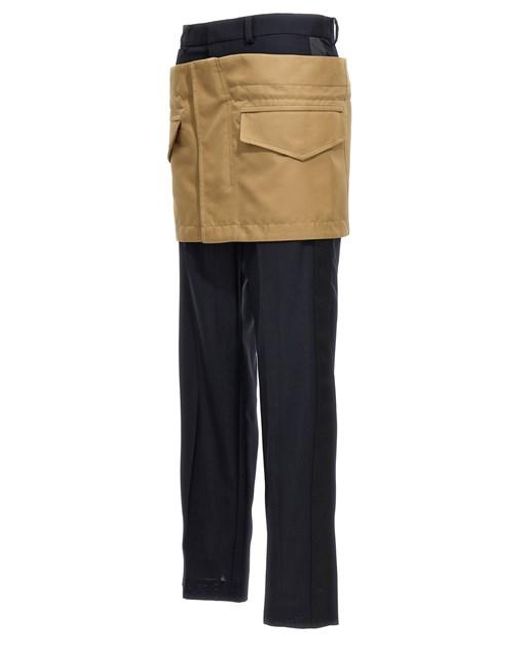 Pantalone inserto minigonna di Sacai in Multicolor