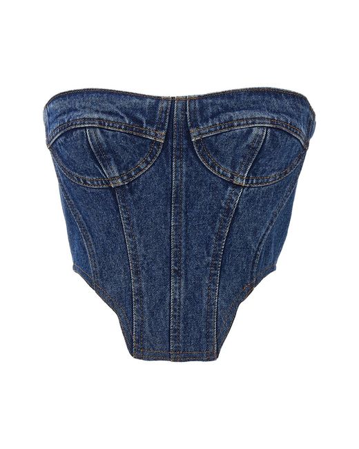 David Koma Blue Denim Bustier Top