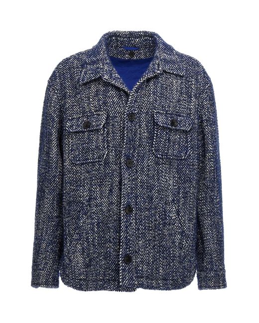 Etro Blue Wool Overshirt Jacket for men