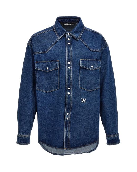 Palm Angels Blue 'lw Monogram' Jacket for men