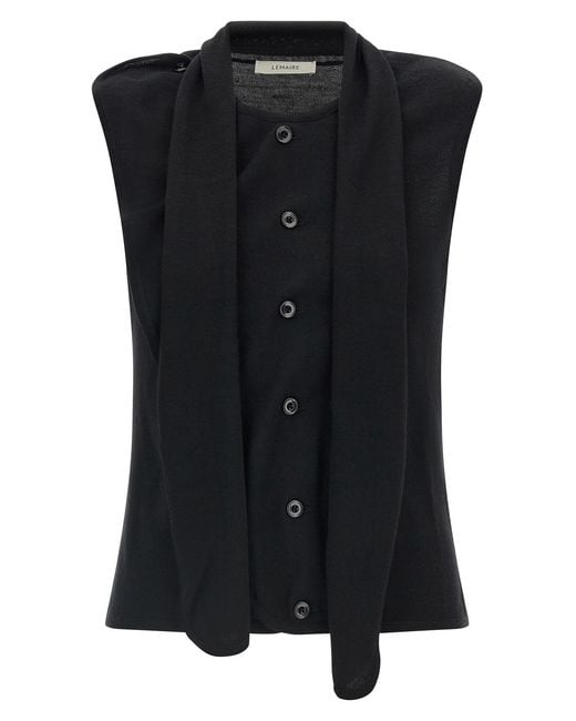 Lemaire Black Draped Panel Vest