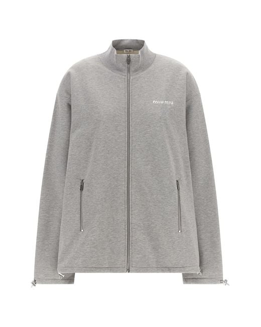 Miu Miu Gray Zipped Sweatshirt