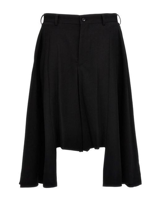 Comme des Garçons Black Pleated Wool Bermuda Shorts for men