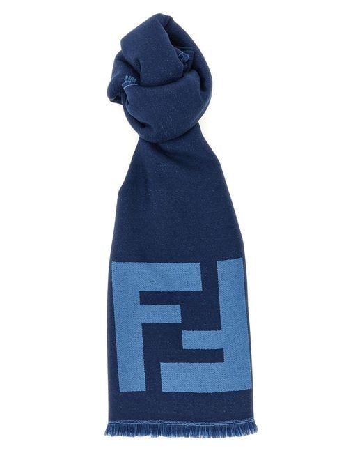 Fendi Blue Ff Macro Scarf