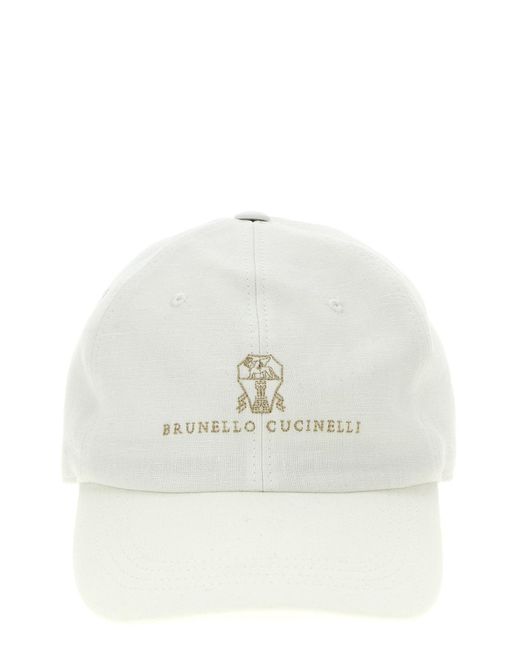 Brunello Cucinelli Kappe Mit Logostickerei in White für Herren