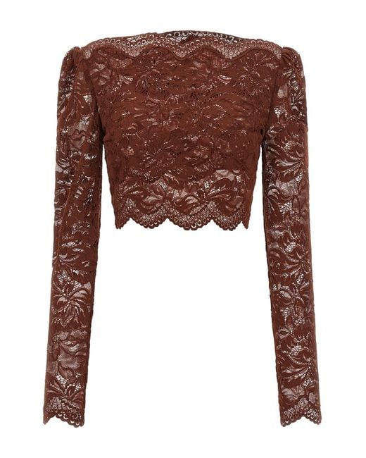 Rabanne Brown Lace Crop Top