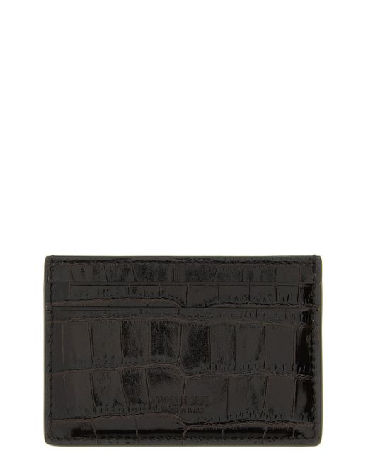 Tom Ford Black Crocodile Leather Card Holder for men