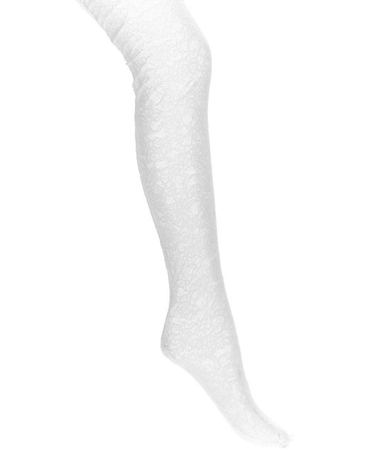 Valentino Garavani White 'chez ' Lace Tights