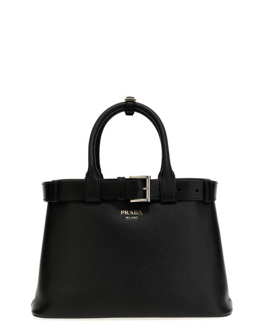 Prada Black ' Buckle' Medium Handbag