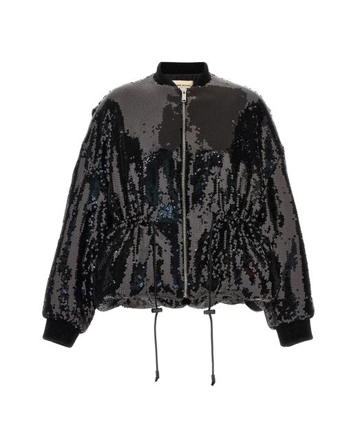 Alexandre Vauthier Black Sequin Bomber Jacket