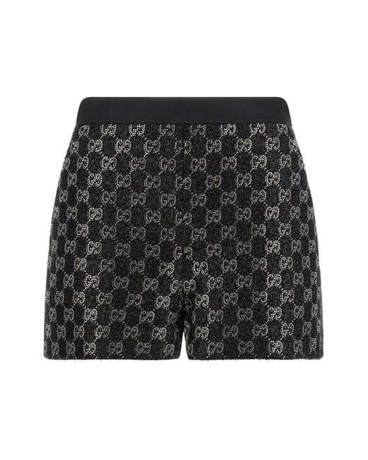 Gucci Black Gg Lamé Tweed Shorts