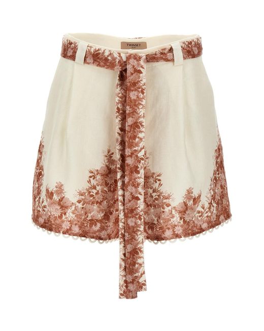 Twin Set Pink Embroidery Shorts