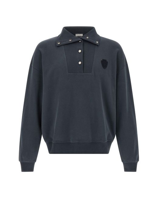 Brunello Cucinelli Blue 'smooth' Sweatshirt