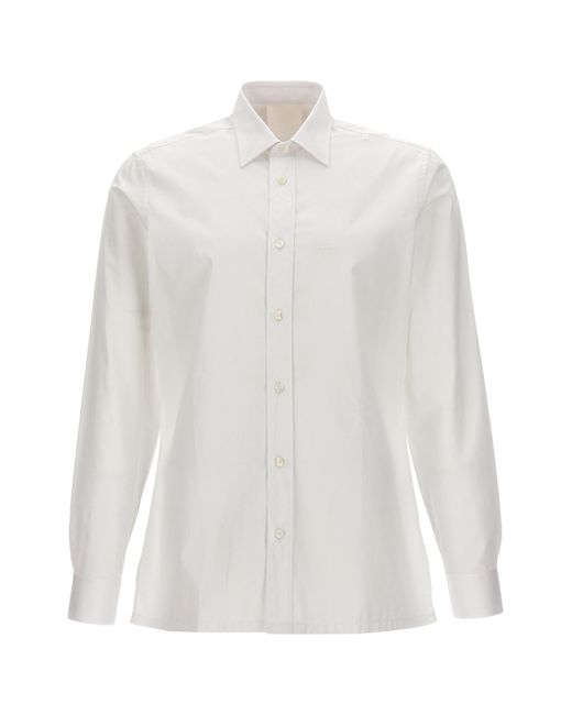 Givenchy White Logo Embroidery Shirt for men