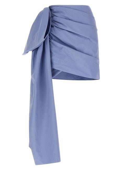 Self-Portrait 'blue Cotton Tie Side Mini' Skirt