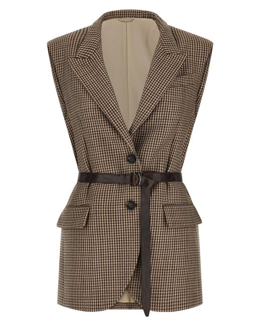 Brunello Cucinelli Gray Belted Vest