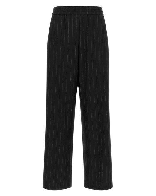 Brunello Cucinelli Black Micro Sequin Pinstripe Pants